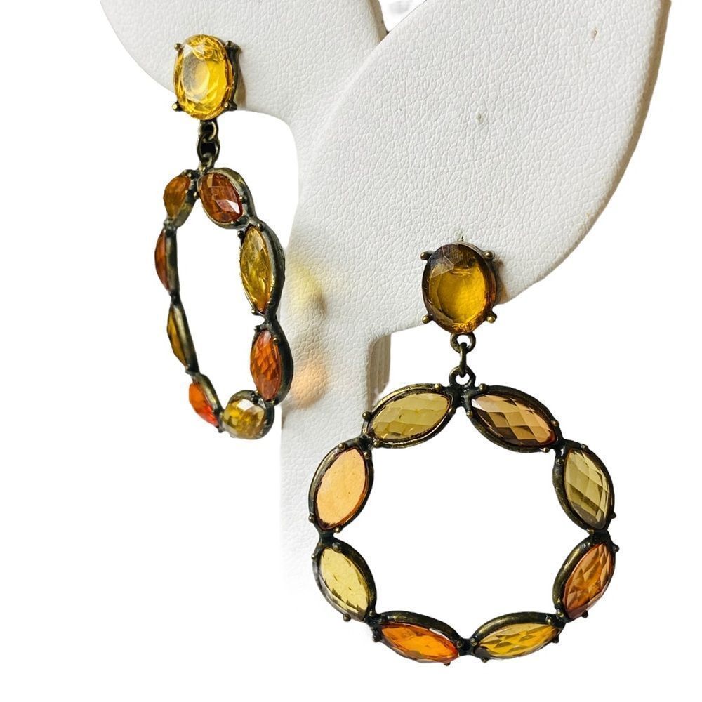 Multicolor Gemstone Round Drop Dangle Earrings - image 4